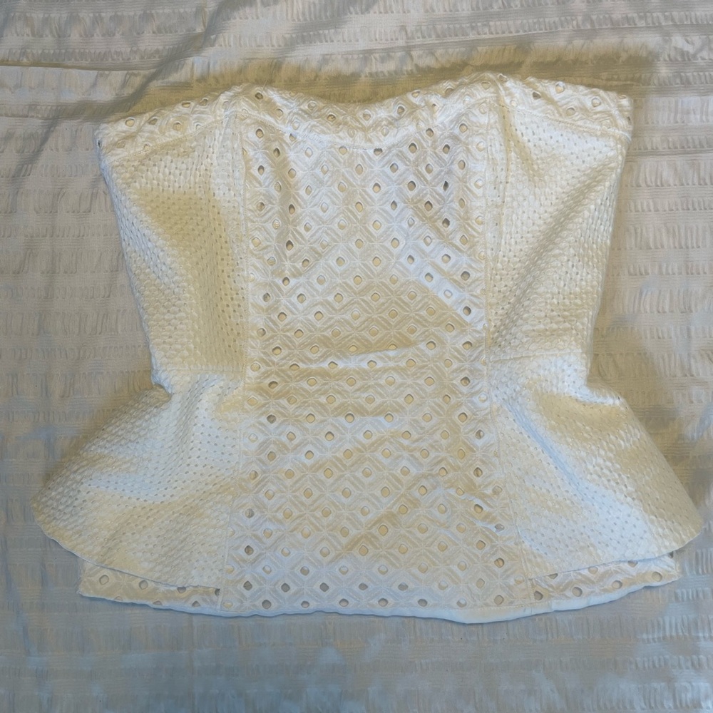 Black and white strapless white corset size 4